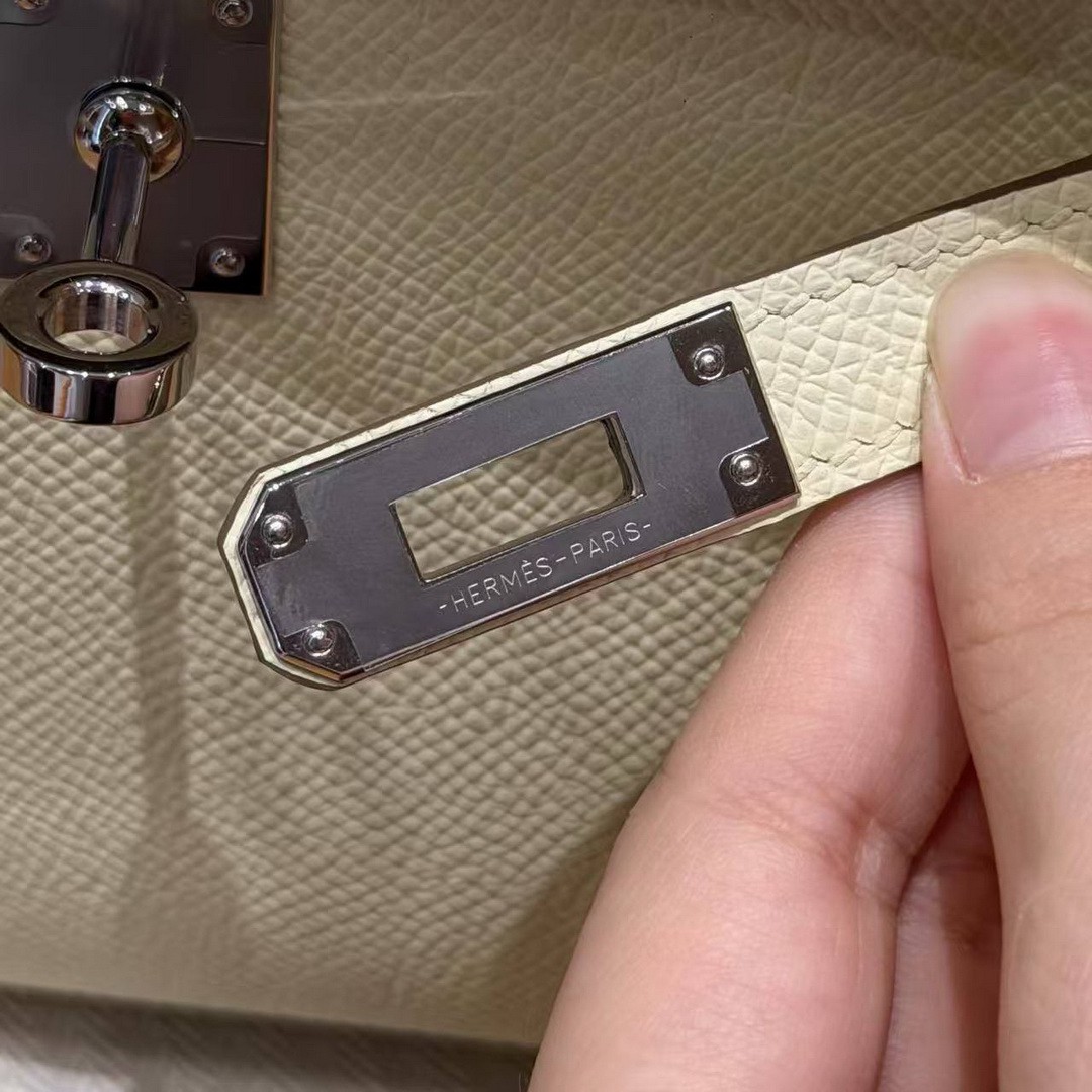 Hermes Kelly Mini 2 19CM Bag Handmade In Epsom Calfskin Leather Silver Hardware I8 Jaune Milton - Image 17