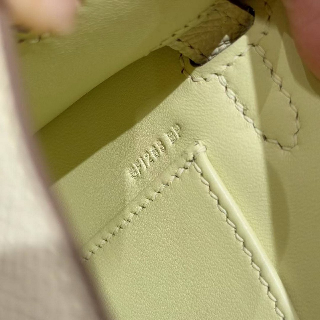 Hermes Kelly Mini 2 19CM Bag Handmade In Epsom Calfskin Leather Silver Hardware I8 Jaune Milton - Image 16