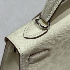 Hermes Kelly Mini 2 19CM Bag Handmade In Epsom Calfskin Leather Silver Hardware I8 Jaune Milton - Image 11
