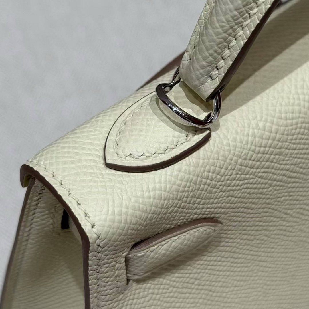 Hermes Kelly Mini 2 19CM Bag Handmade In Epsom Calfskin Leather Silver Hardware I8 Jaune Milton - Image 11