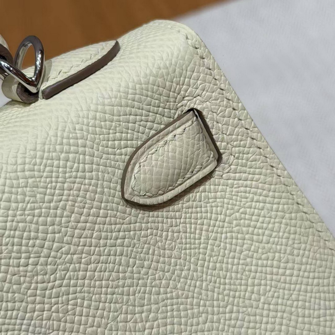 Hermes Kelly Mini 2 19CM Bag Handmade In Epsom Calfskin Leather Silver Hardware I8 Jaune Milton - Image 10