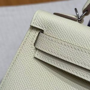 Hermes Kelly Mini 2 19CM Bag Handmade In Epsom Calfskin Leather Silver Hardware I8 Jaune Milton - Image 9