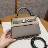 Hermes Kelly Mini 2 19CM Bag Handmade In Epsom Calfskin Leather Silver Hardware M8 Girs Asphalte