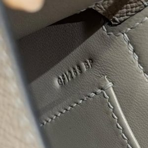 Hermes Kelly Mini 2 19CM Bag Handmade In Epsom Calfskin Leather Silver Hardware M8 Girs Asphalte - Image 15
