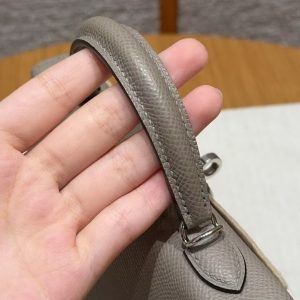 Hermes Kelly Mini 2 19CM Bag Handmade In Epsom Calfskin Leather Silver Hardware M8 Girs Asphalte - Image 10