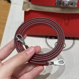 Hermes Kelly Mini 2 19CM Bag Handmade In Epsom Calfskin Leather Silver Hardware O5 Rouge Radieux - Image 4