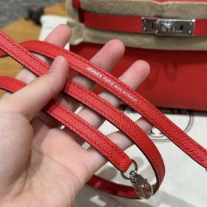Hermes Kelly Mini 2 19CM Bag Handmade In Epsom Calfskin Leather Silver Hardware O5 Rouge Radieux - Image 3