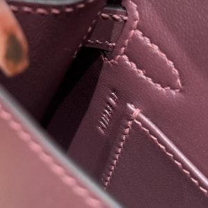 Hermes Kelly Mini 2 19CM Bag Handmade In Box Calfskin Leather Gold Hardware OG Rouge Sellier - Image 18