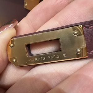 Hermes Kelly Mini 2 19CM Bag Handmade In Box Calfskin Leather Gold Hardware OG Rouge Sellier - Image 17