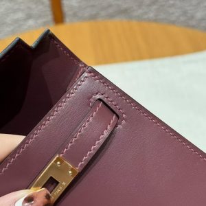 Hermes Kelly Mini 2 19CM Bag Handmade In Box Calfskin Leather Gold Hardware OG Rouge Sellier - Image 12