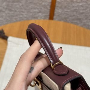 Hermes Kelly Mini 2 19CM Bag Handmade In Box Calfskin Leather Gold Hardware OG Rouge Sellier - Image 11
