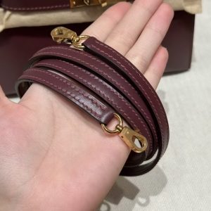Hermes Kelly Mini 2 19CM Bag Handmade In Box Calfskin Leather Gold Hardware OG Rouge Sellier - Image 8