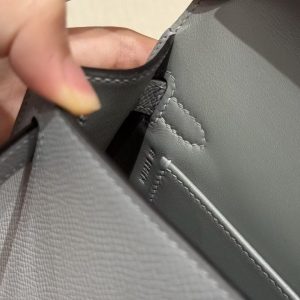 Hermes Kelly Mini 2 19CM Bag Handmade In Epsom Calfskin Leather Silver Hardware P0 Girs Pantin - Image 12