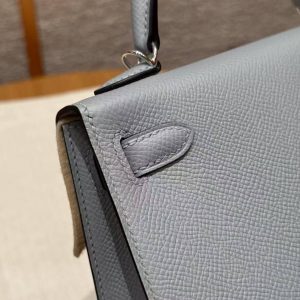 Hermes Kelly Mini 2 19CM Bag Handmade In Epsom Calfskin Leather Silver Hardware P0 Girs Pantin - Image 7