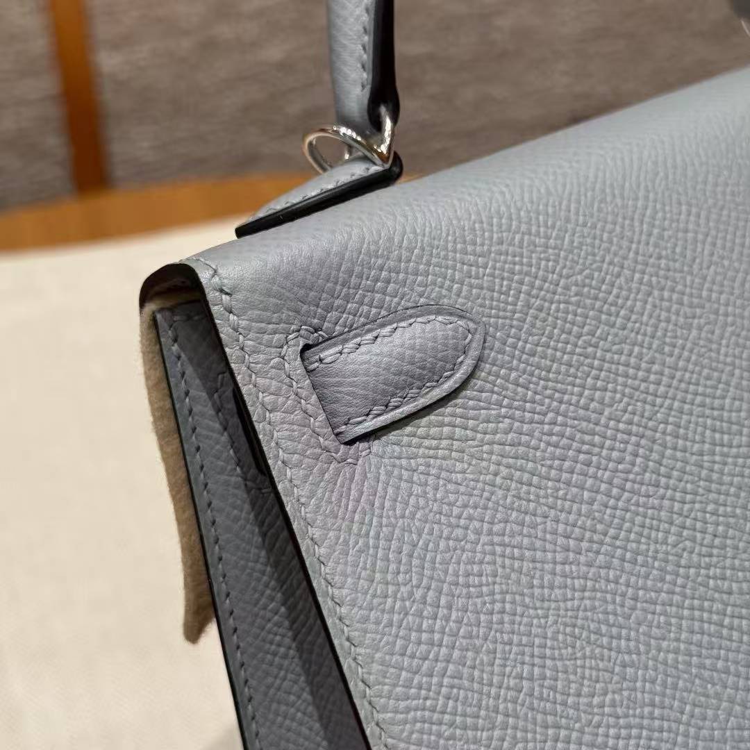 Hermes Kelly Mini 2 19CM Bag Handmade In Epsom Calfskin Leather Silver Hardware P0 Girs Pantin - Image 7