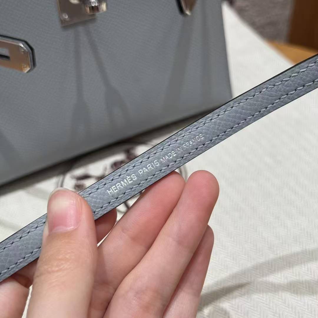 Hermes Kelly Mini 2 19CM Bag Handmade In Epsom Calfskin Leather Silver Hardware P0 Girs Pantin - Image 4