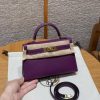 Hermes Kelly Mini 2 19CM Bag Handmade In Chèvre Calfskin Leather Gold Hardware P9 Anemone