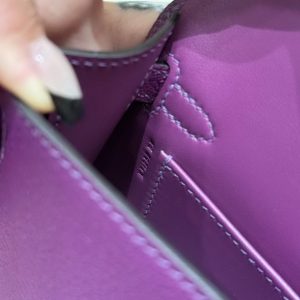 Hermes Kelly Mini 2 19CM Bag Handmade In Chèvre Calfskin Leather Gold Hardware P9 Anemone - Image 19