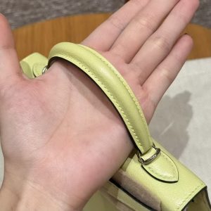 Hermes Kelly Mini 2 19CM Bag Handmade In Chèvre Calfskin Leather Silver Hardware R9 Jaune Bourgeon - Image 12