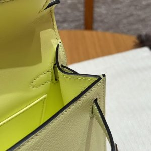 Hermes Kelly Mini 2 19CM Bag Handmade In Chèvre Calfskin Leather Silver Hardware R9 Jaune Bourgeon - Image 5
