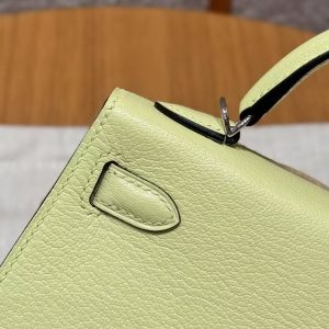 Hermes Kelly Mini 2 19CM Bag Handmade In Chèvre Calfskin Leather Silver Hardware R9 Jaune Bourgeon - Image 3