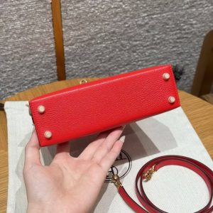 Hermes Kelly Mini 2 19CM Bag Handmade In Chèvre Calfskin Leather Gold Hardware S3 Rouge Coeur - Image 19