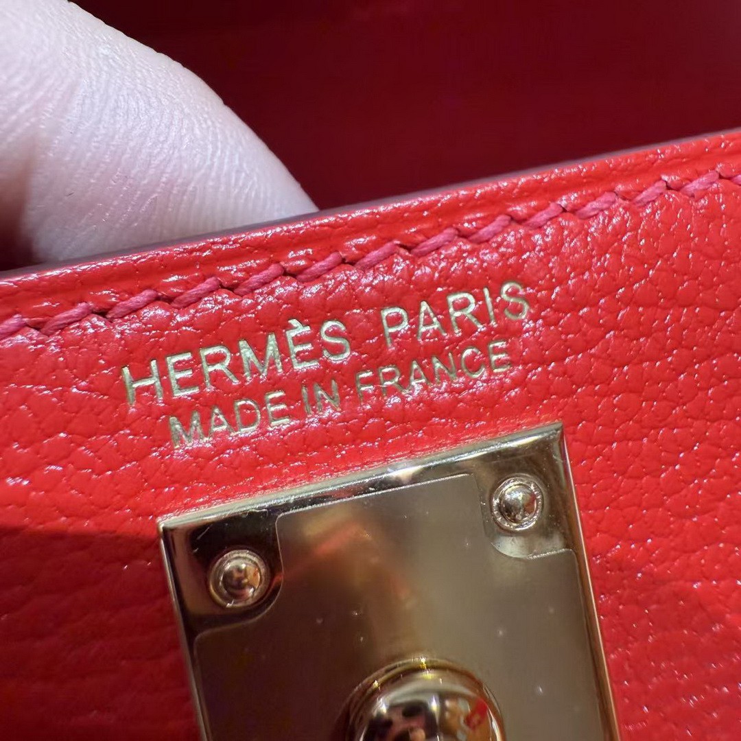 Hermes Kelly Mini 2 19CM Bag Handmade In Chèvre Calfskin Leather Gold Hardware S3 Rouge Coeur - Image 16
