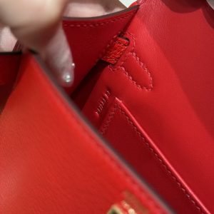 Hermes Kelly Mini 2 19CM Bag Handmade In Chèvre Calfskin Leather Gold Hardware S3 Rouge Coeur - Image 14