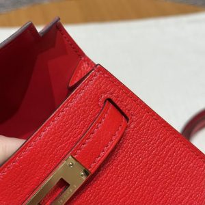 Hermes Kelly Mini 2 19CM Bag Handmade In Chèvre Calfskin Leather Gold Hardware S3 Rouge Coeur - Image 6