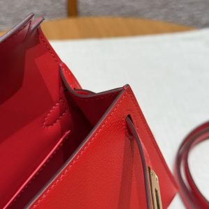 Hermes Kelly Mini 2 19CM Bag Handmade In Chèvre Calfskin Leather Gold Hardware S3 Rouge Coeur - Image 5