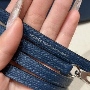 Hermes Kelly Mini 2 19CM Bag Handmade In Epsom Calfskin Leather Silver Hardware S4 Deep Blue - Image 13