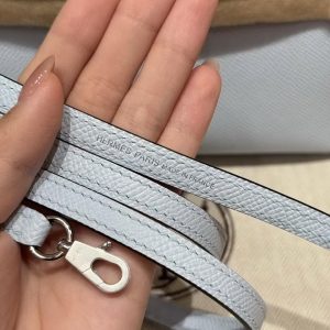 Hermes Kelly Mini 2 19CM Bag Handmade In Epsom Calfskin Leather Silver Hardware T0 Blue Brume - Image 3