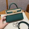 Hermes Kelly Mini 2 19CM Bag Handmade In Epsom Calfskin Leather Gold Hardware U4 Vert Vertigo
