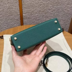 Hermes Kelly Mini 2 19CM Bag Handmade In Epsom Calfskin Leather Gold Hardware U4 Vert Vertigo - Image 25