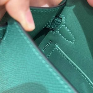 Hermes Kelly Mini 2 19CM Bag Handmade In Epsom Calfskin Leather Gold Hardware U4 Vert Vertigo - Image 22