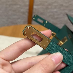 Hermes Kelly Mini 2 19CM Bag Handmade In Epsom Calfskin Leather Gold Hardware U4 Vert Vertigo - Image 21
