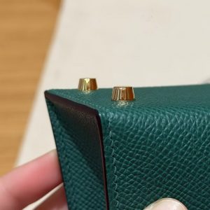 Hermes Kelly Mini 2 19CM Bag Handmade In Epsom Calfskin Leather Gold Hardware U4 Vert Vertigo - Image 12