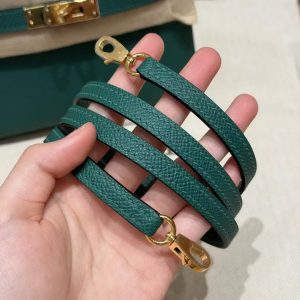 Hermes Kelly Mini 2 19CM Bag Handmade In Epsom Calfskin Leather Gold Hardware U4 Vert Vertigo - Image 7