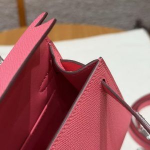 Hermes Kelly Mini 2 19CM Bag Handmade In Epsom Calfskin Leather Silver Hardware U5 Rose Lipstick - Image 10