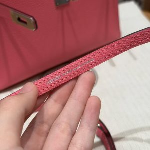 Hermes Kelly Mini 2 19CM Bag Handmade In Epsom Calfskin Leather Silver Hardware U5 Rose Lipstick - Image 4