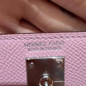 Hermes Kelly Mini 2 19CM Bag Handmade In Epsom Calfskin Leather Silver Hardware x9 Mauve - Image 17