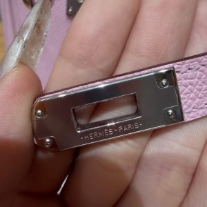 Hermes Kelly Mini 2 19CM Bag Handmade In Epsom Calfskin Leather Silver Hardware x9 Mauve - Image 16