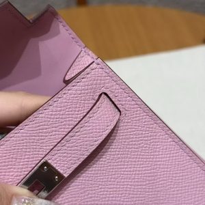 Hermes Kelly Mini 2 19CM Bag Handmade In Epsom Calfskin Leather Silver Hardware x9 Mauve - Image 10