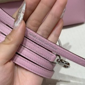 Hermes Kelly Mini 2 19CM Bag Handmade In Epsom Calfskin Leather Silver Hardware x9 Mauve - Image 4