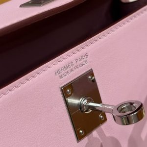Hermes Kelly Mini 2 19CM Bag Handmade In Swift Calfskin Leather Silver Hardware x9 Mauve - Image 19