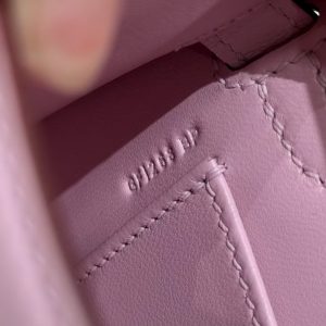 Hermes Kelly Mini 2 19CM Bag Handmade In Swift Calfskin Leather Silver Hardware x9 Mauve - Image 18
