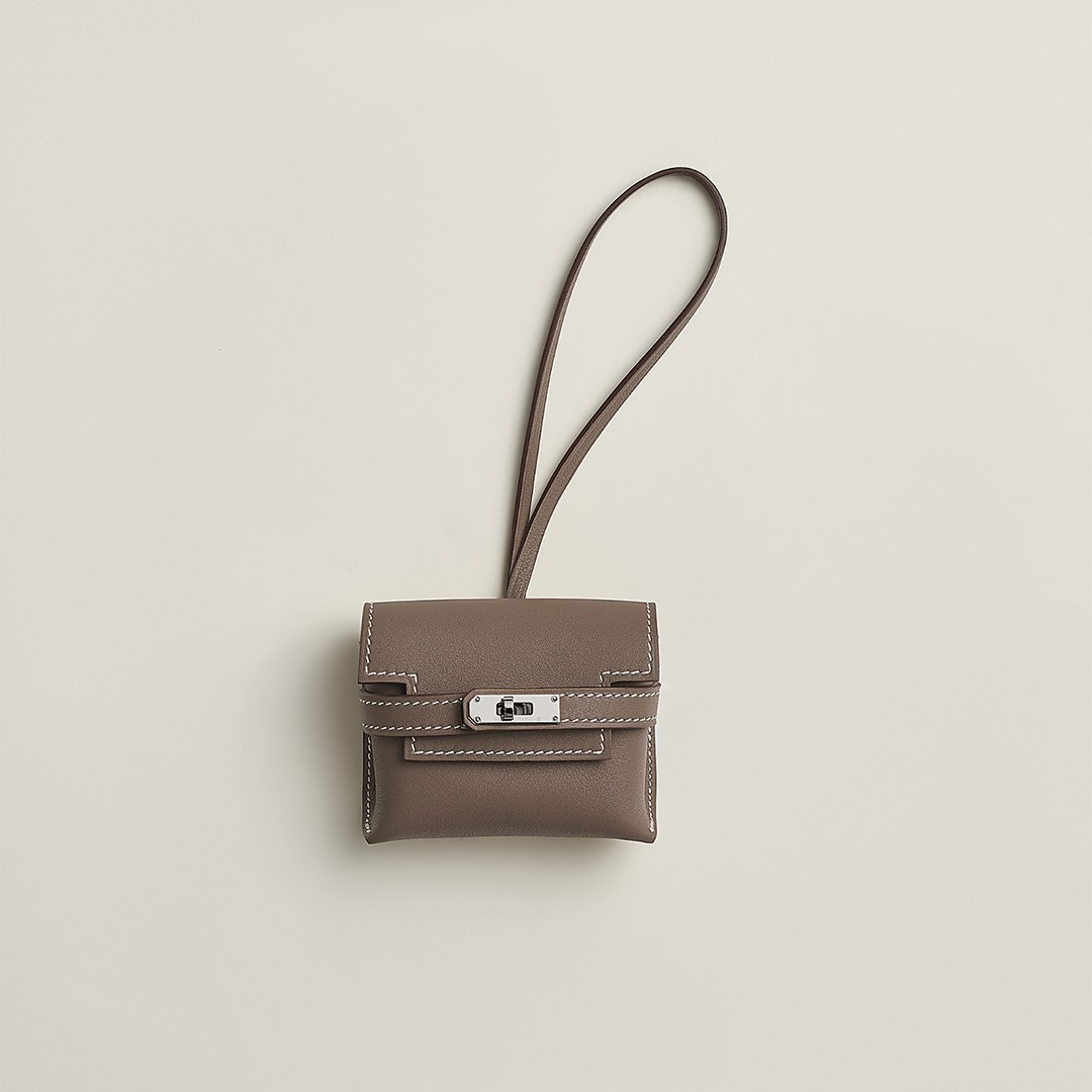 Hermes Kellyfestival Charm Kelly Bag Charm Swift Calfskin Silver Hardware Etoupe H084665CK18