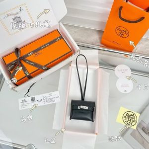 Hermes Kellyfestival Charm Swift Calfskin Silver Hardware Noir H084665CK89 - Image 10