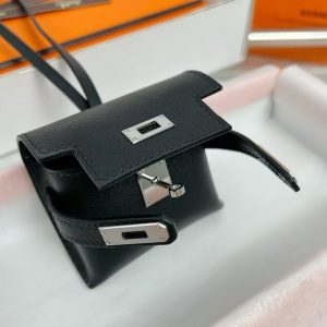 Hermes Kellyfestival Charm Swift Calfskin Silver Hardware Noir H084665CK89 - Image 7