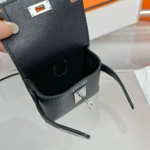 Hermes Kellyfestival Charm Swift Calfskin Silver Hardware Noir H084665CK89 - Image 6